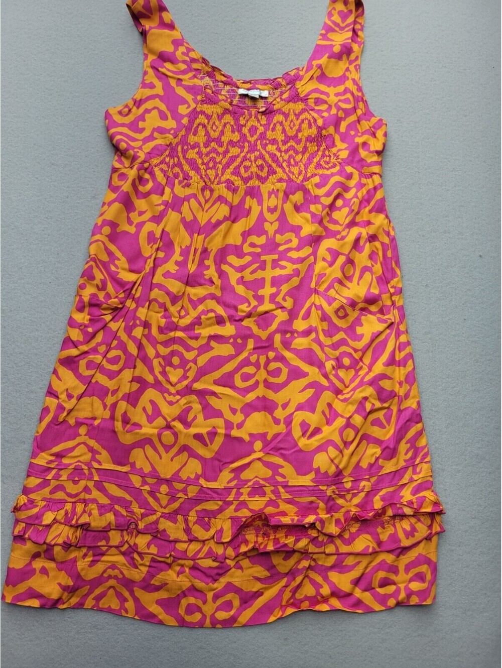 Escapada Women's Dress Medium Orange A Line Above the Knee Sleeveless Floral
